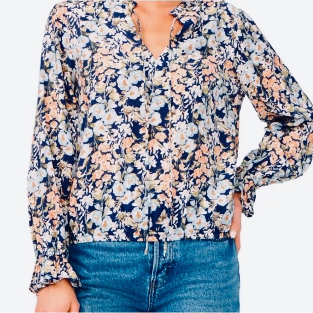 Cece Women's Tie Neck Print Blouse